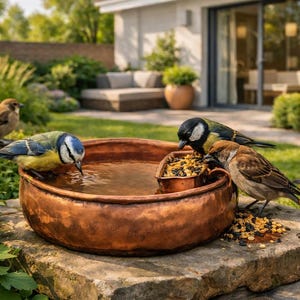 Abreuvoir en cuivre fait main avec distributeur mobile – Style rustique moderne