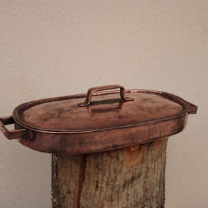 Handmade Oval Copper Pan – Low Profile, 100% Pure Tin Lining, Traditional Italian Craftsmanship