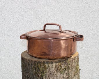 Handmade Copper Pot: Pasta, Soups, unique cookware, round pot