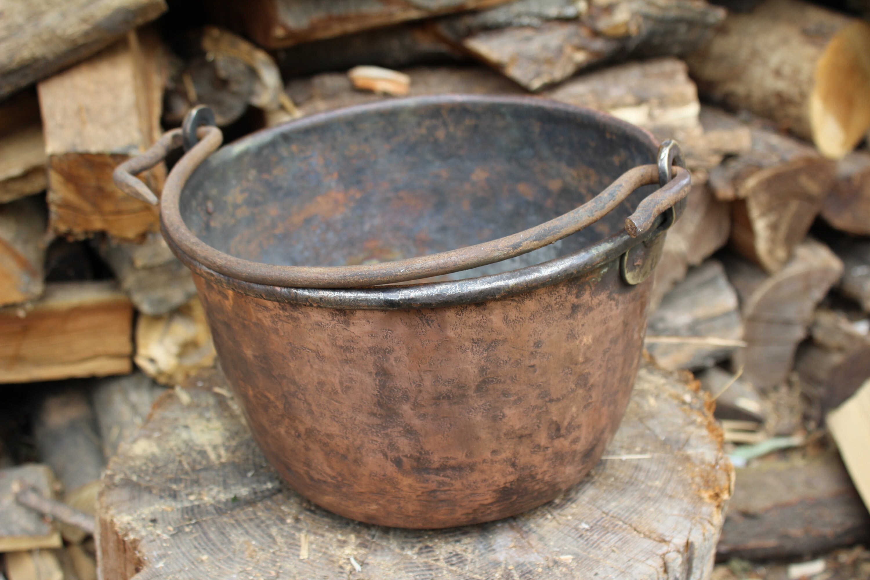 Antique Copper Pot Handle Flowerpot Restored Handmade Etsy UK