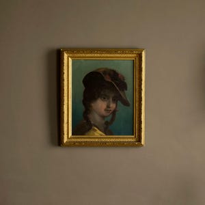 19th Century Oil Portrait Painting of a Young Woman Original Antique