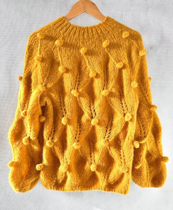 Maglione fatto a mano grosso pullover oversize in alpaca, lana di