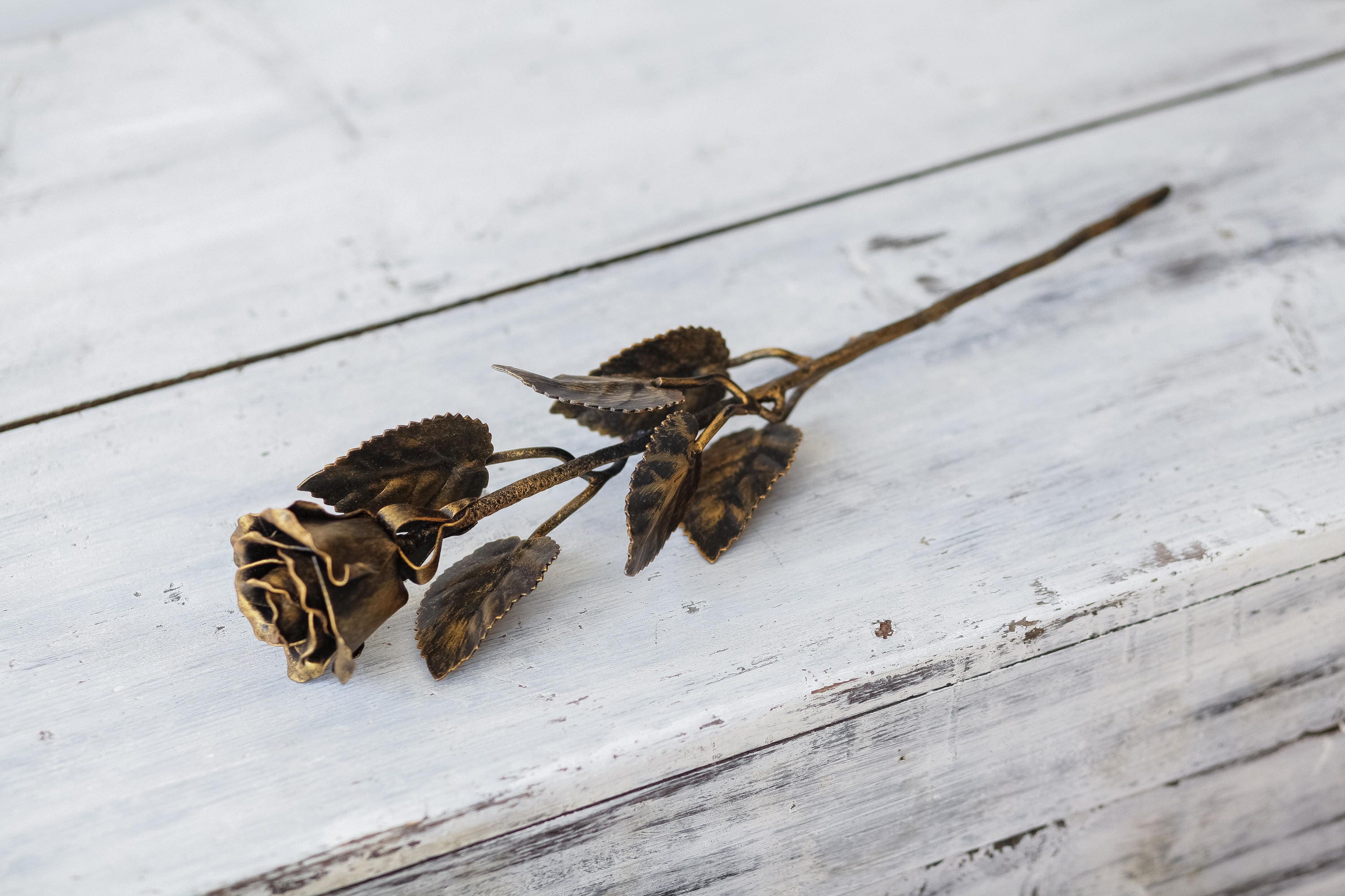 Rustic Metal Rose Handmade Metal Rose the Perfect Gift. Steel Rose (gold) - Etsy
