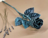 Hand-Forged Steel Rose with Customizable Text Option