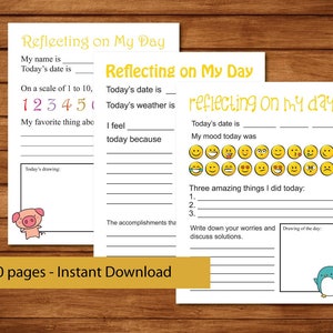 Instant Download Daily Printable Reflections Activity/homeschool