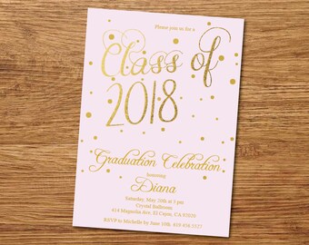 gold class of 2018 graduation invitation card photo graduation etsy invitation card for graduation
