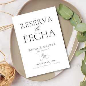 スペイン語の Save the Date カード/ミニマリストの Save the Date カード/シンプルな Save the Date のお知らせ/Reserva La Fecha Tarjeta en Espanol/スタイリッシュ