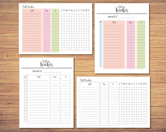 Bill Tracker Printable, Bill Checklist, Monthly Bill payment checklist, Bill Organizer, Bill Planner Instant Download, Finance Planner PDF