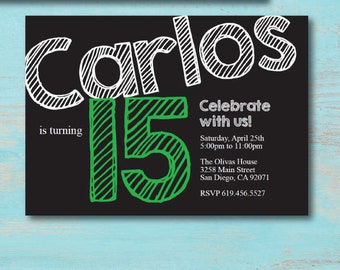 15th Birthday Invitation Etsy