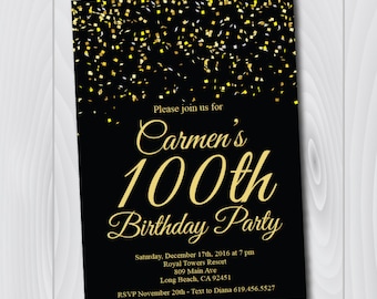 100th birthday invitations etsy