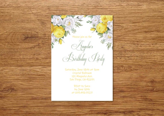 Flores amarillas Invitaciones de cumpleaños / Imprimible - Etsy España Flores amarillas Invitaciones de cumpleaños / Imprimible - Etsy España
