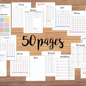 50 Pages -Planner Templates Ultimate Collection, Printable Planner Set, Daily Weekly Monthly, Planner Pages Set Instant Donwload, To Do List