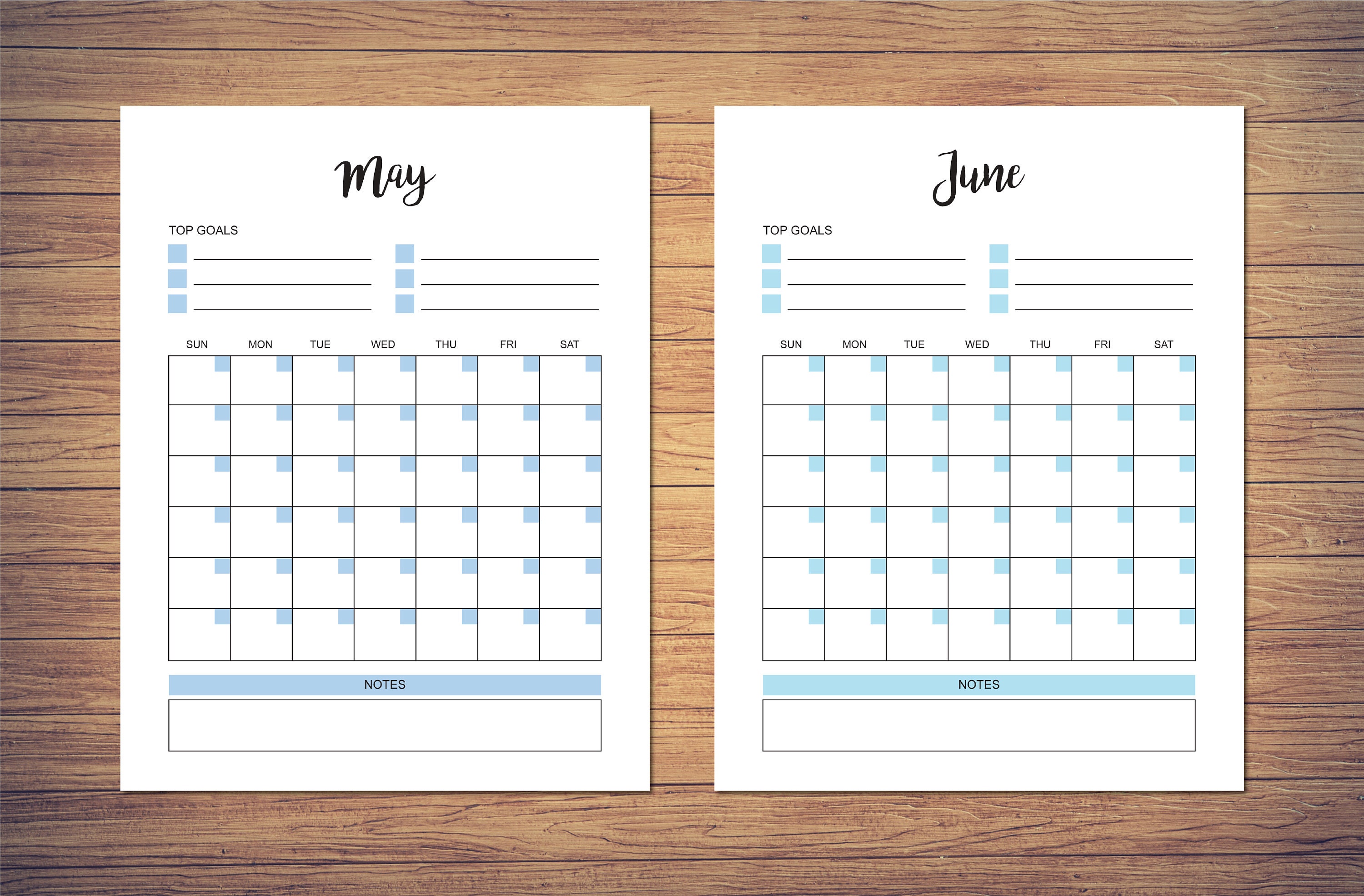 8.5 X 11 Inch Blank Monthly Calendar Page Template INSTANT - Etsy