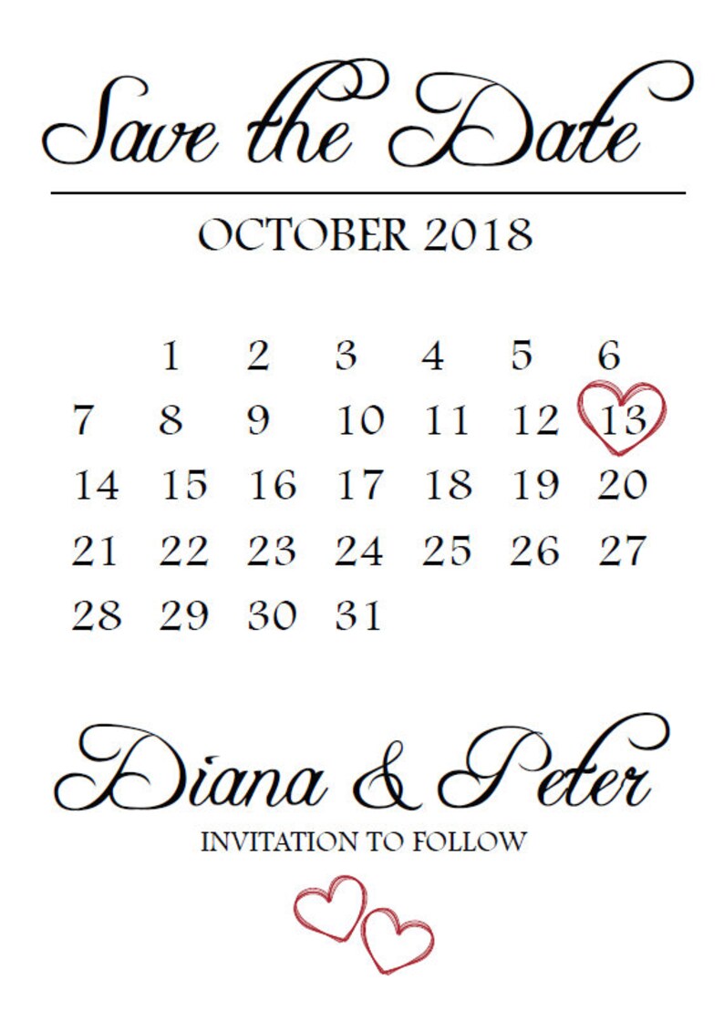 ON SALE Printable Save the Date Calendar Postcard Etsy