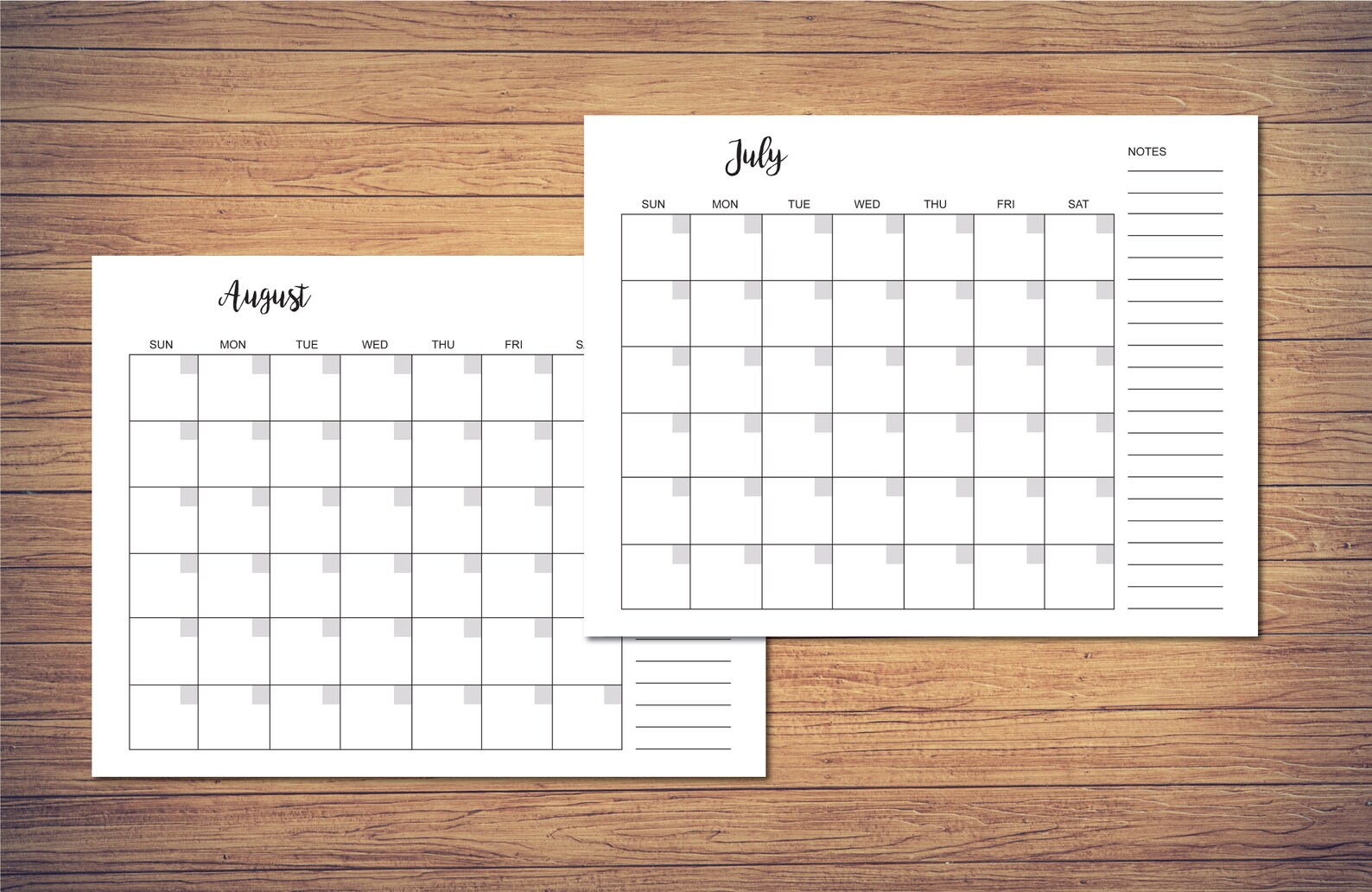 8.5 X 11 Inch Blank Monthly Calendar Page Template INSTANT - Etsy