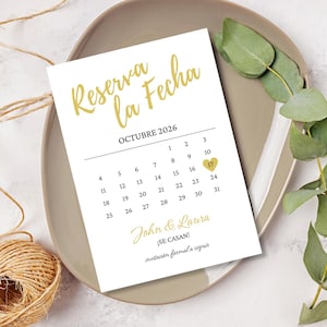 Gold Spanisch Save the Date Karten Kalender/Save the Date/Save the Date Ankündigung/Reserva La Fecha Tarjeta en Espanol/Printable oder Digital