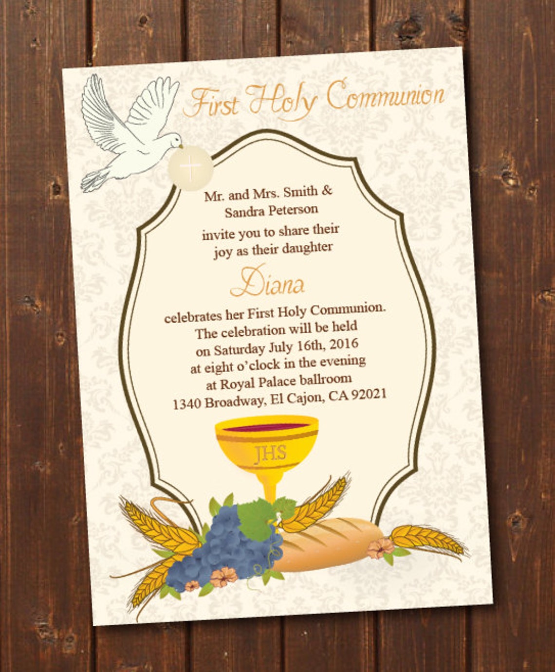 Printable First Communion Invitation/first Holy - Etsy