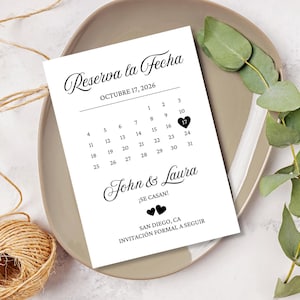 Calendário Save the Date em Espanhol/Salve a Data Minimalista/Anúncio Save the Date/Reserva La Fecha Tarjeta en Espanol/Para Imprimir ou Digital