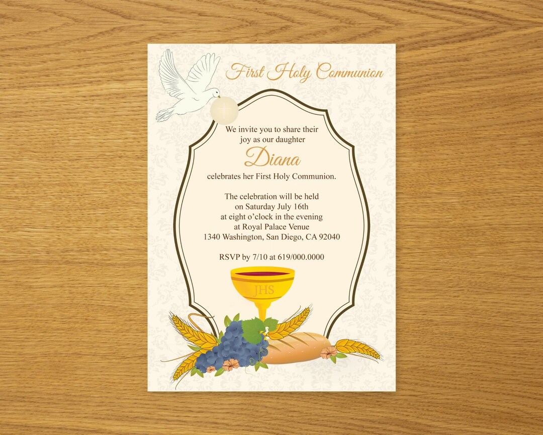 Printable First Communion Invitation/first Holy Communion/religious Invitation/communion ...
