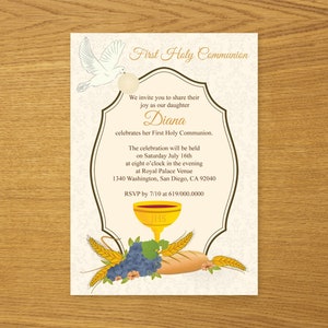 Printable First Communion Invitation/first Holy Communion/religious ...