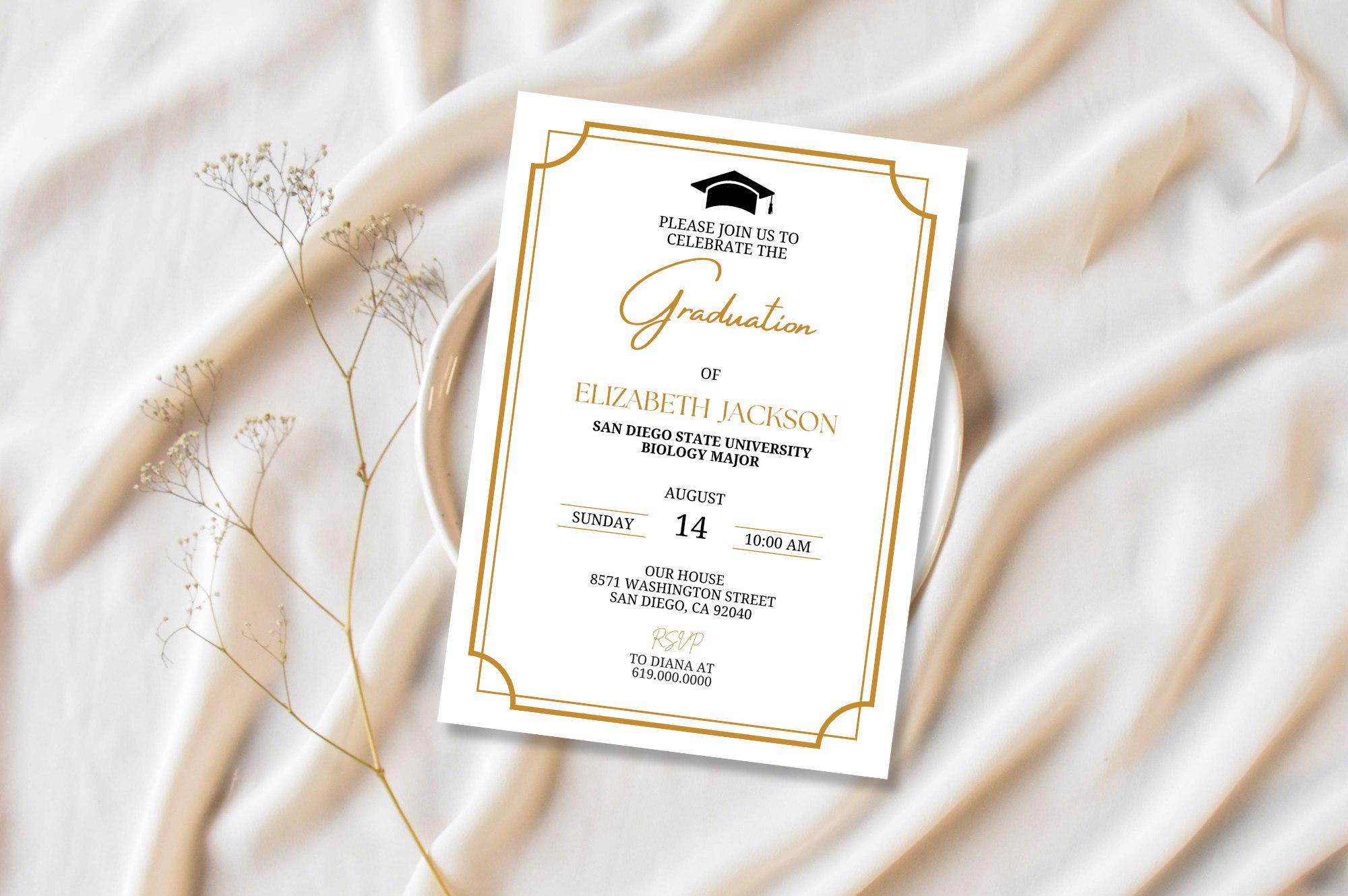 Graduation Invitation, Modern Graduation Announcement, High School ...