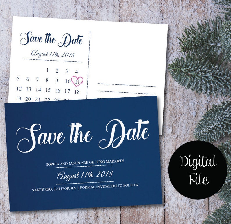 Save the Date Calendar TemplateSave the Date Postcard PrintableSave the Date AnnouncementSave the Date Card PrintableInstant Download