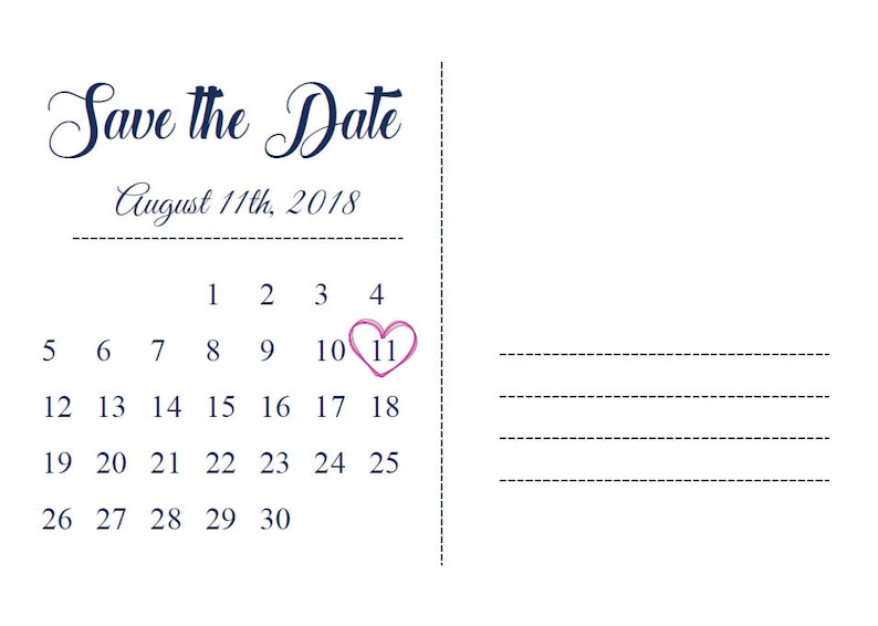 Save the Date Calendar TemplateSave the Date Postcard PrintableSave the Date AnnouncementSave the Date Card PrintableInstant Download
