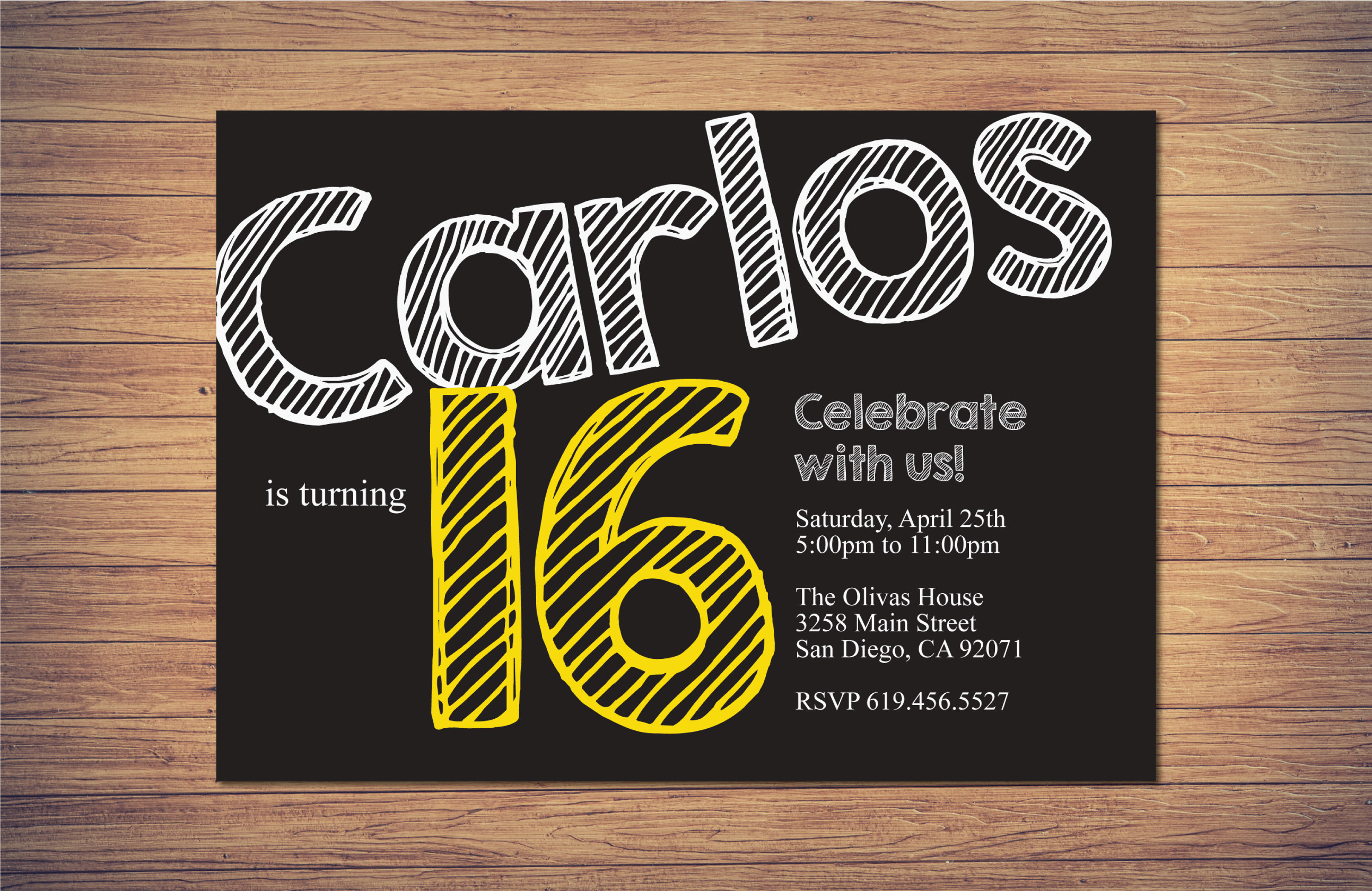 Birthday Invitation Boy/ANY AGE COLOR/15th Birthday Invitation Etsy