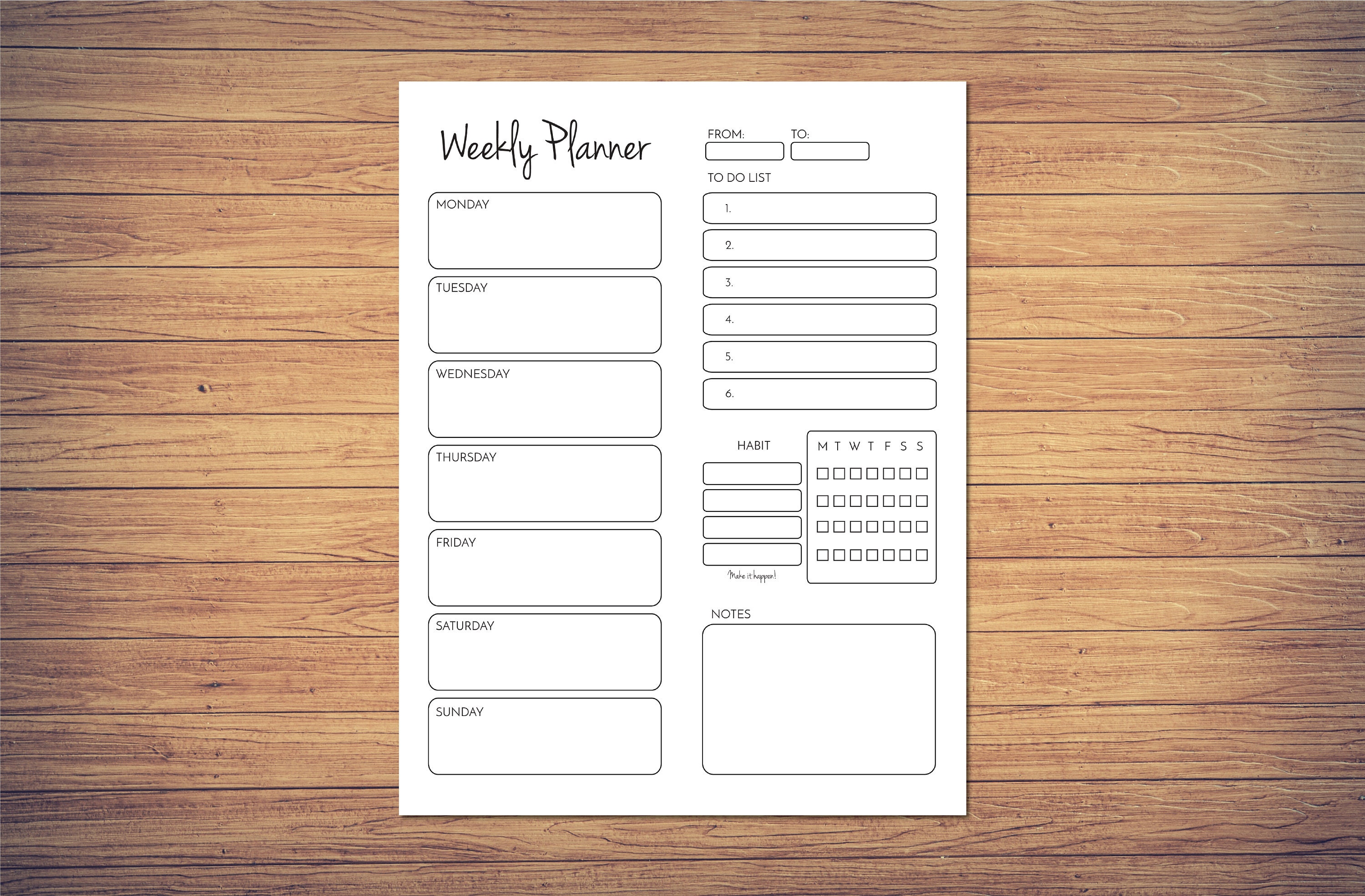 weekly plannerweekly scheduleprintable plannerweekly etsy