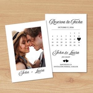 Spanischer Save the Date Kalender/Foto Minimalist Save the Date/Save the Date Annkündigung/Reserva La Fecha Tarjeta en Espanol/Doppelseitig