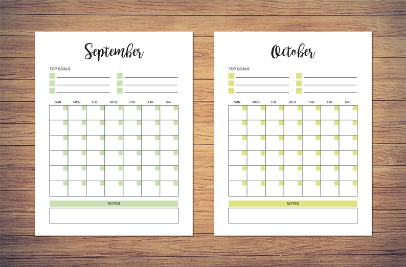 8.5 X 11 Inch Blank Monthly Calendar Page Template INSTANT Etsy