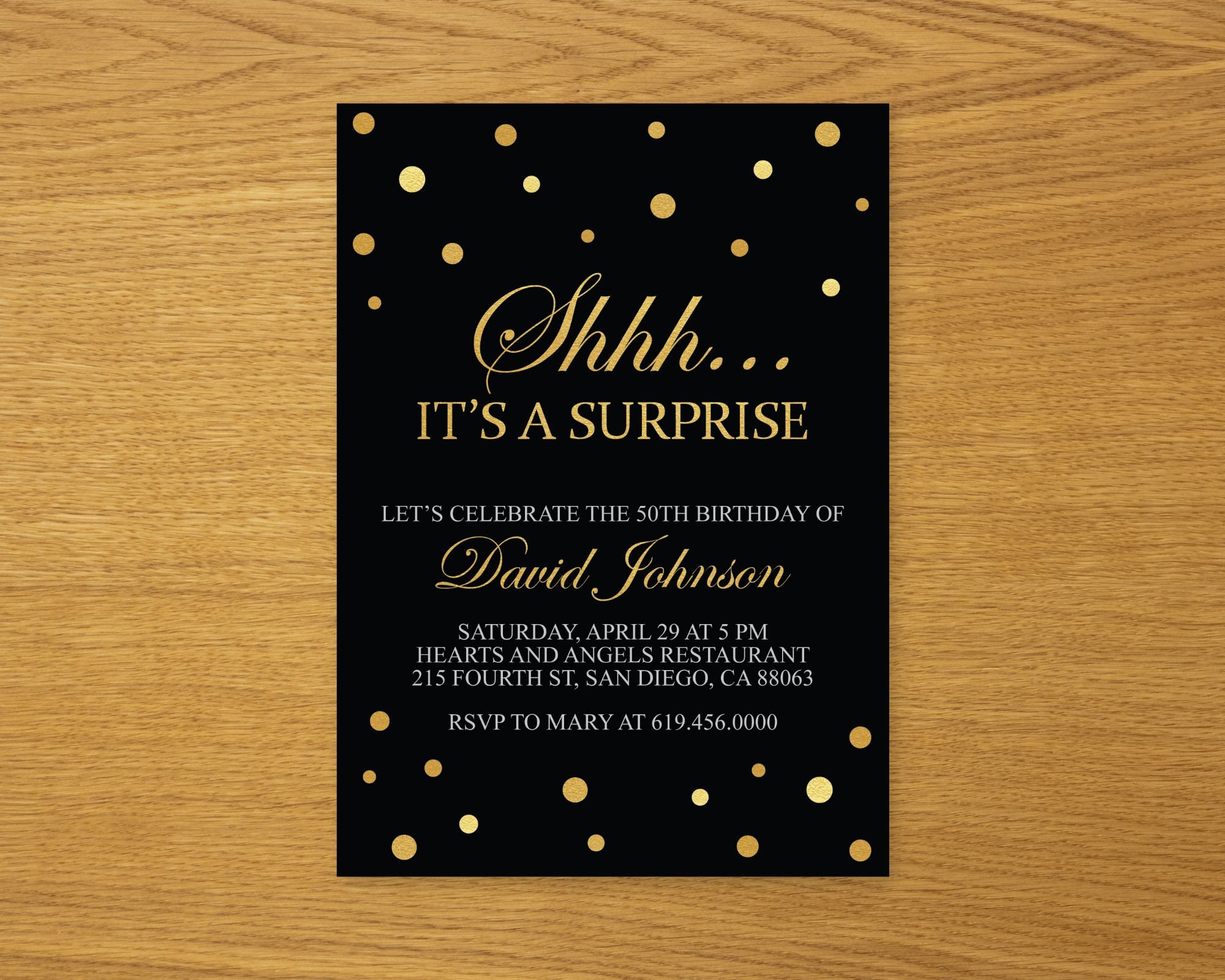 Surprise Birthday Invitation Gold Glitter Black Surprise -  Finland