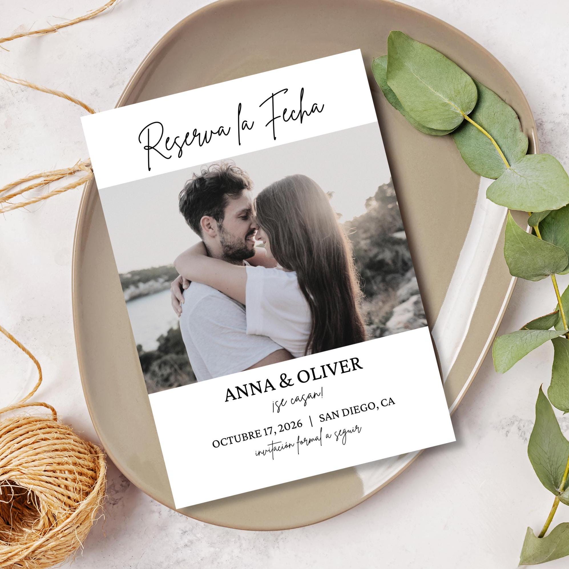 Cartes Save the Date espagnoles photo/cartes Save the Date modernes/Annonce «Reservez la date»/Reserva La Fecha Tarjeta en Espanol/Imprimable numérique