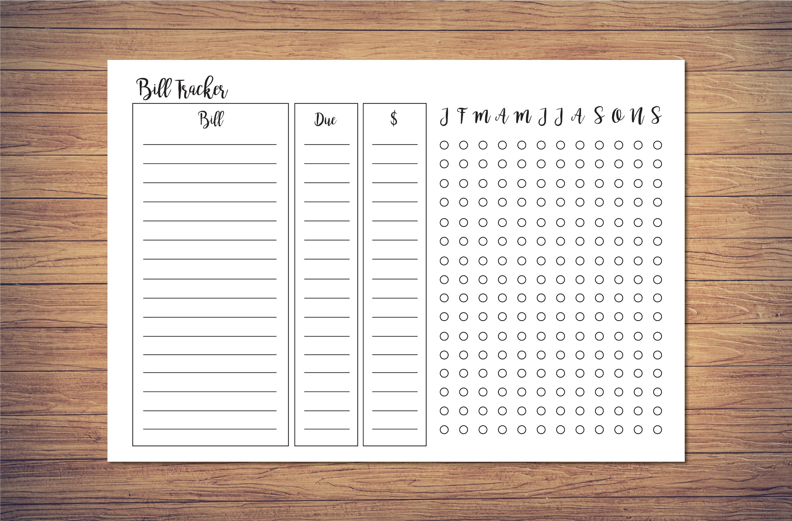 Bill Tracker Printable, Bill Checklist, Monthly Bill Payment Checklist ...