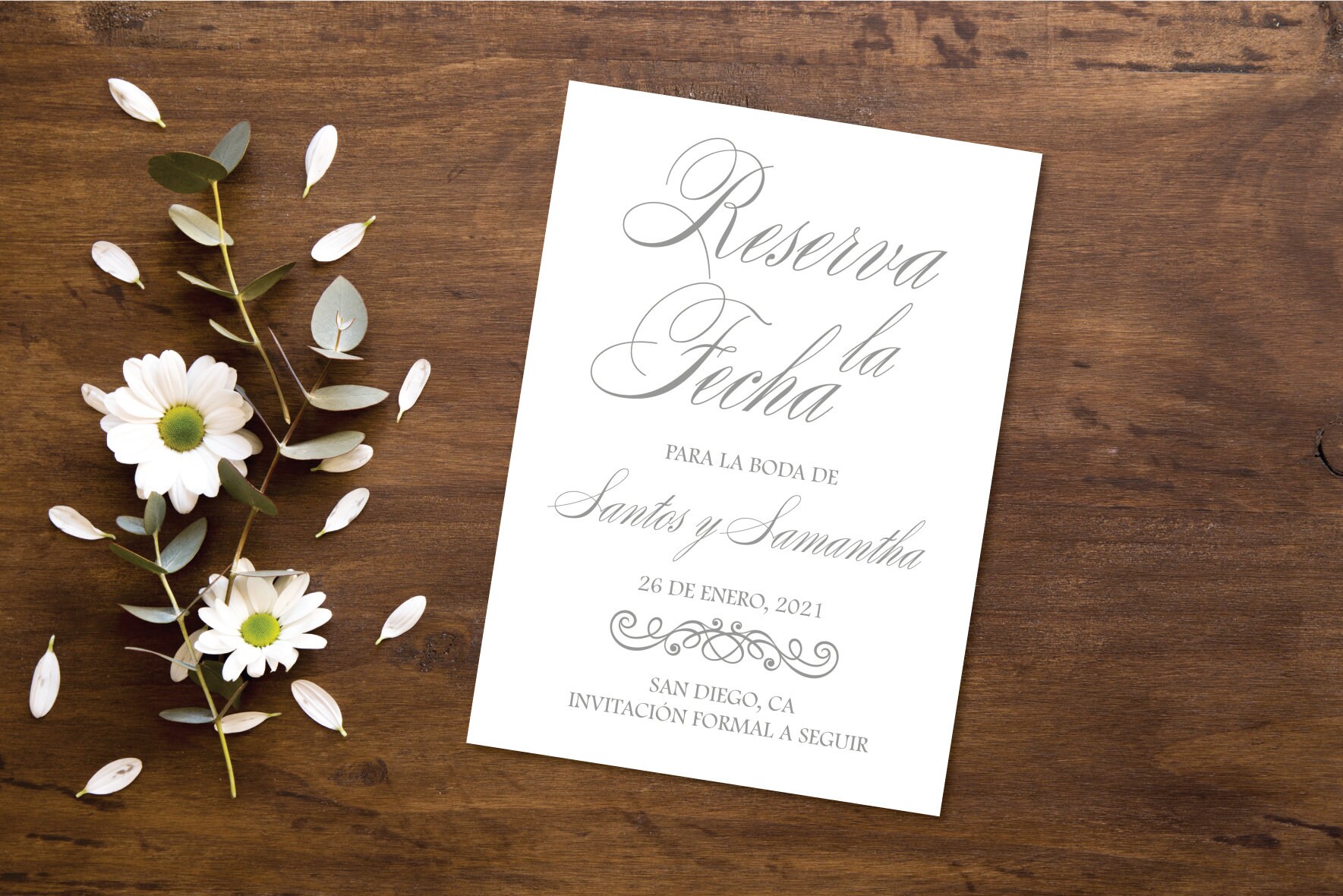 Printable Spanish Save the Date Cards/silver Save the Date Etsy