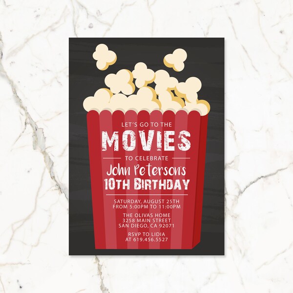 Popcorn Invitation - Etsy