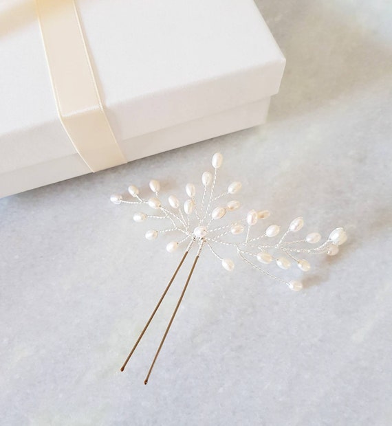 Freshwater Pearl Hair Pin Wedding Hair Pin Baby Breath Hair Etsy