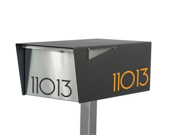 Jeremy B - Wide Minimalist - modern contemporary mailbox -Vsons design original - stainless steel - post mounted - black - post not included