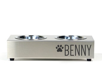 Modern dog bowl - puppy bowl medium - BENNY S - personalized - stainless steel 304 - Personalized dog bowl - vsons design -