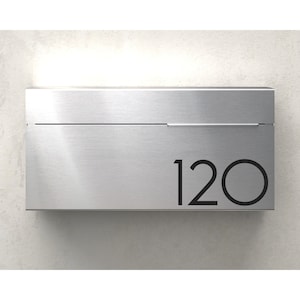 Louis S engravable modern and contemporary mailbox , Vsons Design Original American brushed stainless steel wall mounted mailbox, Bild 1