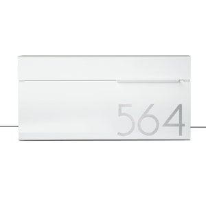 LOUIS WE White modern laser engraved mailbox , Vsons Design original, Wall Mounted mailbox - made in north America