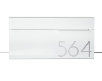 LOUIS WE White modern laser engraved mailbox , Vsons Design original, Wall Mounted mailbox - made in north America
