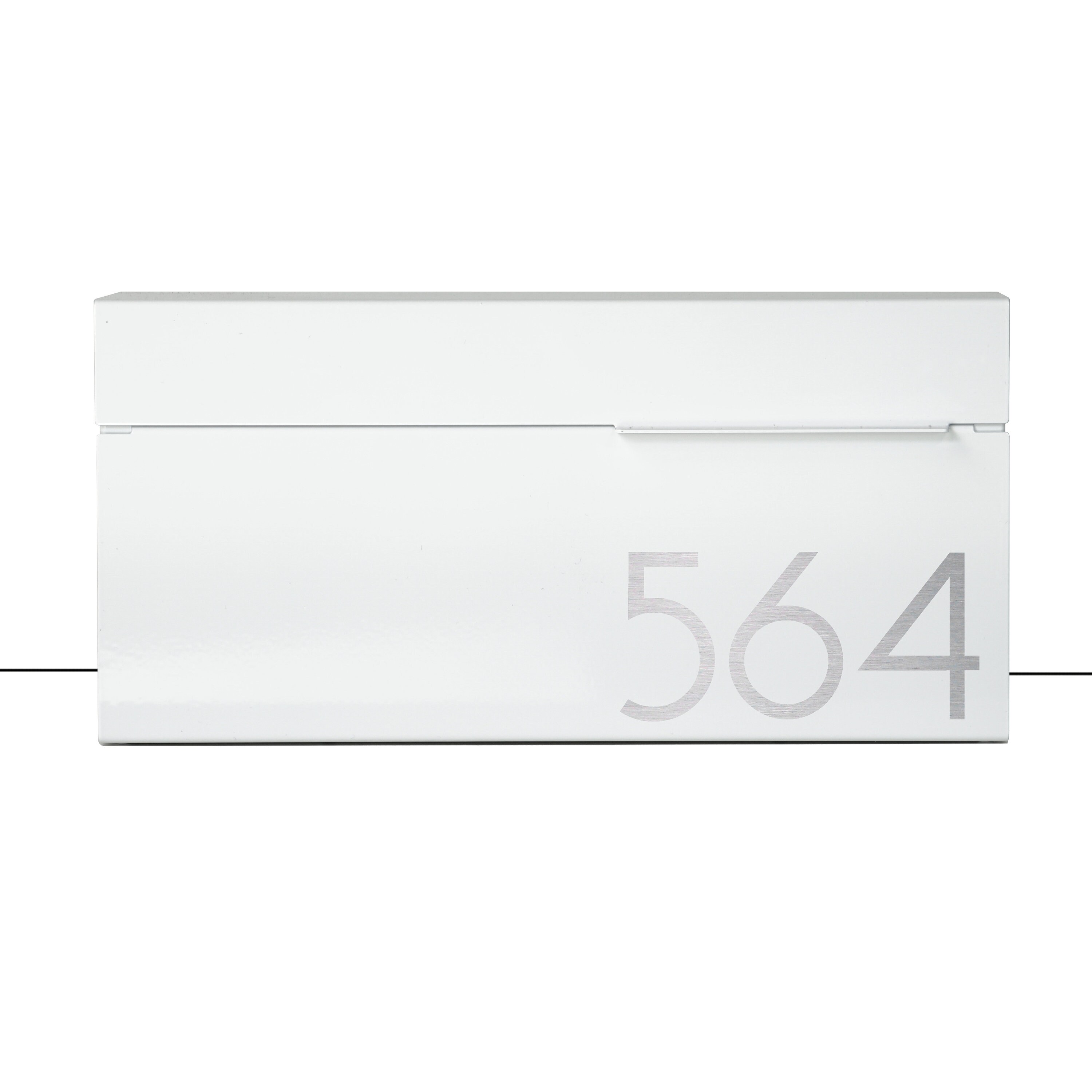 VSONS DESIGN Louis W Personalized Mailbox - White Powder Coated, Mid-Century Metal With Vinyl Numbers - View #6