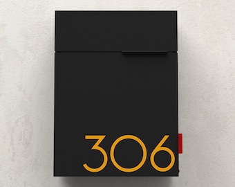 ANDREW BE OUTGOING!  - Large black modern and contemporary mailbox - Vsons Design original - mid-century - Wall Mount mailbox - locking