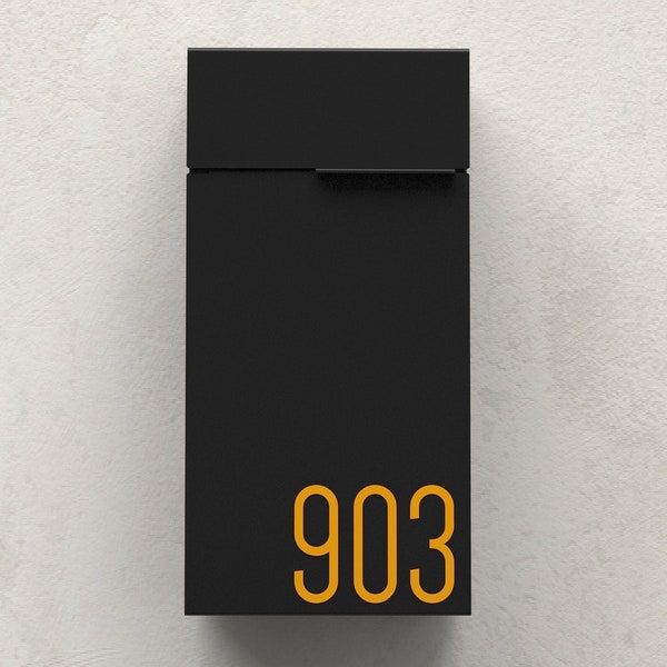 City B - Black Slim modern and contemporary mailbox, Vsons design - Wall Mounted mailbox - black