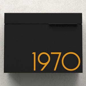 Mitch B - boîte aux lettres murale moderne, Vsons Design Original, conçu et fabriqué en Amérique du Nord, aluminium américain enduit de poudre noire