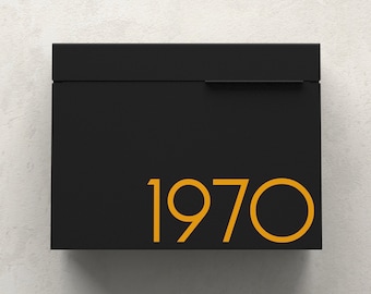 Mitch B - modern wall mounted mailbox , Vsons Design Original, designed and made in north America, American aluminum black powder coated