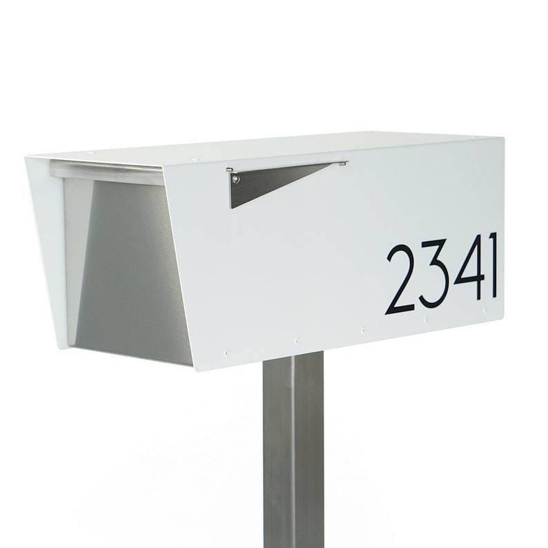 ANTHONY W - The White Minimalist, modern and contemporary mailbox - Vsons Design original, post mounted - locking option - post not included 