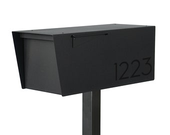 Anthony AB - All Black Minimalist - contemporary mailbox- Vsons Design original - modern post mounted - post not included - locking optional