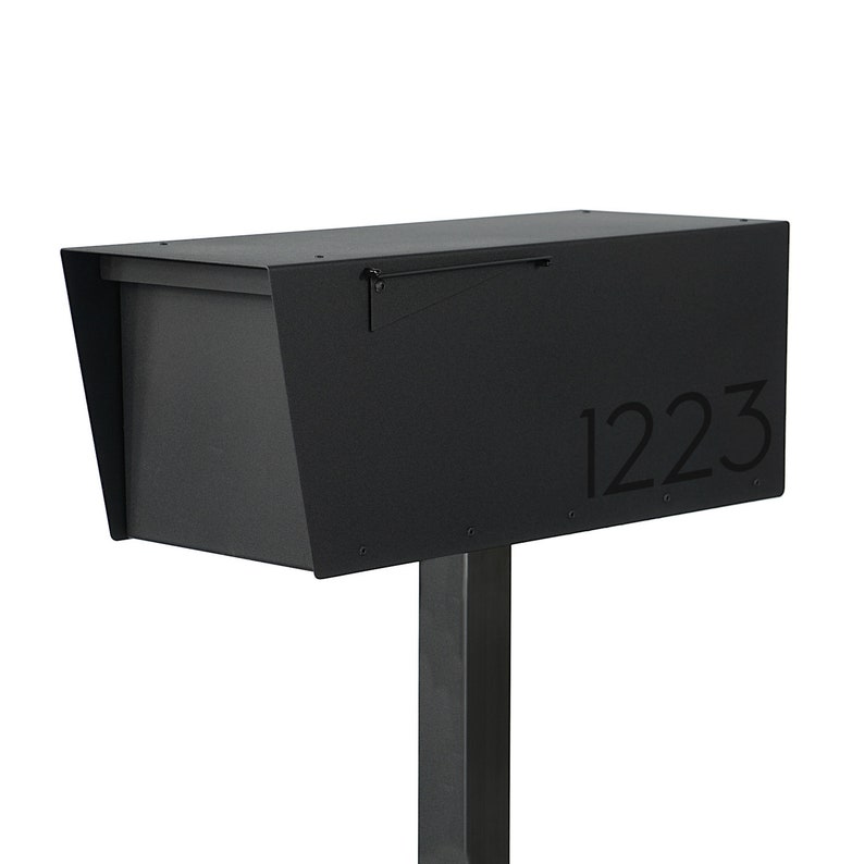 Anthony AB - All Black Minimalist - contemporary mailbox- Vsons Design original - modern post mounted - post not included - locking optional 